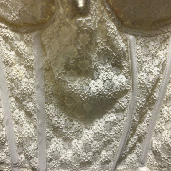 Lulus Womens Romantic Darling Lace Puff Sleeve Corset Top For Women Cream Size L - Picture 5 of 8